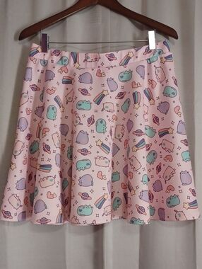 Pusheen Hot Topic Pink Space Galaxy Skater Mini Circle Skirt Stretch Pull-On XL